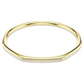 Pulseira Dextera em forma de octógono, corte redondo, branca, banhada a dourado