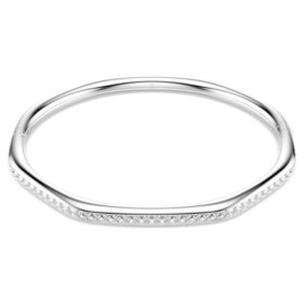 Pulseira Dextera em forma de octógono, corte redondo, branca, banhada a ródio