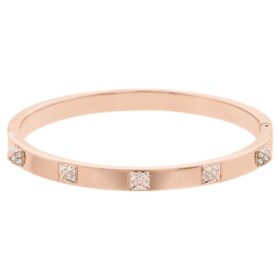 Pulseira Dextera Pavé, Branca, com banho em tom de ouro rosa Pulseira Dextera Pavé, Branca, com banho em tom de ouro rosa