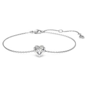 Pulseira Eternity com diamantes cultivados em laboratório, 0,5 ct no total, em forma de coração, prata esterlina Pulseira Eternity com diamantes cultivados em laboratório, 0,5 ct no total, em forma de coração, prata esterlina