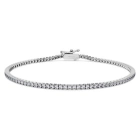 Pulseira Eternity Tennis com diamantes cultivados em laboratório, 1,5 Ct no total, forma redonda, ouro branco de 14K Pulseira Eternity Tennis com diamantes cultivados em laboratório, 1,5 Ct no total, forma redonda, ouro branco de 14K