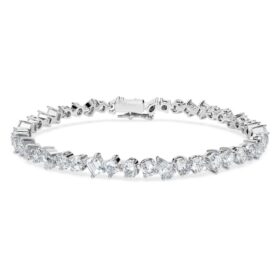 Pulseira Galaxy Tennis com diamantes cultivados em laboratório, 5 Ct Tw, formas variadas, ouro branco de 14K Pulseira Galaxy Tennis com diamantes cultivados em laboratório, 5 Ct Tw, formas variadas, ouro branco de 14K