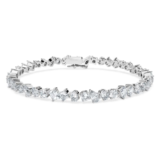 Pulseira Galaxy Tennis com diamantes cultivados em laboratório, 5 Ct Tw, formas variadas, ouro branco de 14K Pulseira Galaxy Tennis com diamantes cultivados em laboratório, 5 Ct Tw, formas variadas, ouro branco de 14K