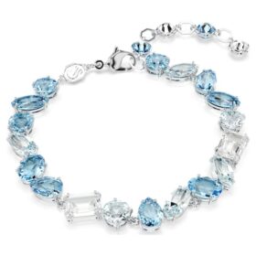 Pulseira Gema com cortes mistos, azul, banhada a ródio Pulseira Gema com cortes mistos, azul, banhada a ródio