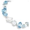 Pulseira Gema com cortes mistos, azul, banhada a ródio Pulseira Gema com cortes mistos, azul, banhada a ródio