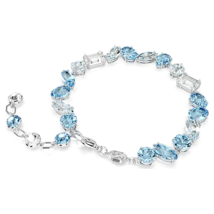Pulseira Gema com cortes mistos, azul, banhada a ródio Pulseira Gema com cortes mistos, azul, banhada a ródio