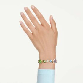 Pulseira Gema com cortes mistos, multicolorida, banhada a ouro Pulseira Gema com cortes mistos, multicolorida, banhada a ouro