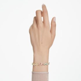 Pulseira Gema com cortes mistos, multicolorida, banhada a ouro Pulseira Gema com cortes mistos, multicolorida, banhada a ouro