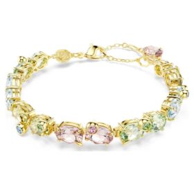 Pulseira Gema com cortes mistos, multicolorida, banhada a ouro Pulseira Gema com cortes mistos, multicolorida, banhada a ouro