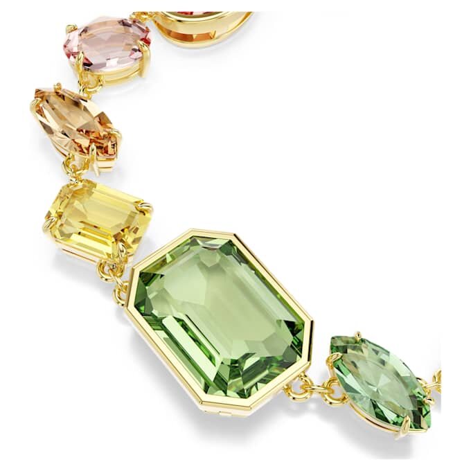 Pulseira Gema com cortes mistos, multicolorida, banhada a ouro Pulseira Gema com cortes mistos, multicolorida, banhada a ouro