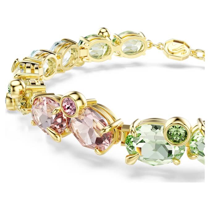 Pulseira Gema com cortes mistos, multicolorida, banhada a ouro Pulseira Gema com cortes mistos, multicolorida, banhada a ouro