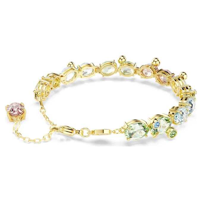 Pulseira Gema com cortes mistos, multicolorida, banhada a ouro Pulseira Gema com cortes mistos, multicolorida, banhada a ouro