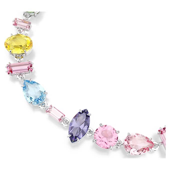 Pulseira Gema com cortes mistos, multicolorida, banhada a ródio Pulseira Gema com cortes mistos, multicolorida, banhada a ródio