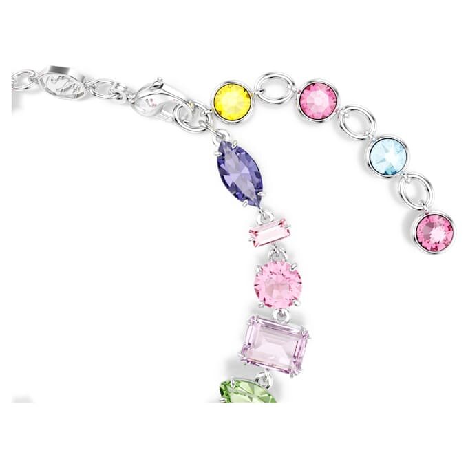 Pulseira Gema com cortes mistos, multicolorida, banhada a ródio Pulseira Gema com cortes mistos, multicolorida, banhada a ródio