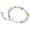Pulseira Gema com cortes mistos, multicolorida, banhada a ródio Pulseira Gema com cortes mistos, multicolorida, banhada a ródio