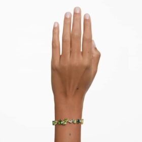 Pulseira Gema com cortes mistos, verde, banhada a ouro Pulseira Gema com cortes mistos, verde, banhada a ouro