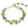 Pulseira Gema com cortes mistos, verde, banhada a ouro Pulseira Gema com cortes mistos, verde, banhada a ouro