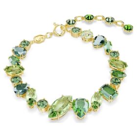 Pulseira Gema com cortes mistos, verde, banhada a ouro Pulseira Gema com cortes mistos, verde, banhada a ouro