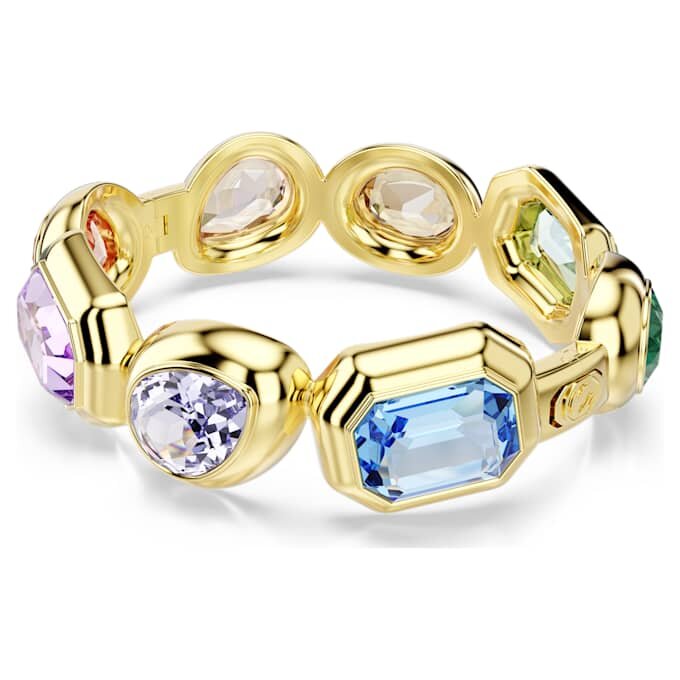 Pulseira Gema com cristais de grandes dimensões, cortes variados, multicoloridos, banhada a ouro Pulseira Gema com cristais de grandes dimensões, cortes variados, multicoloridos, banhada a ouro