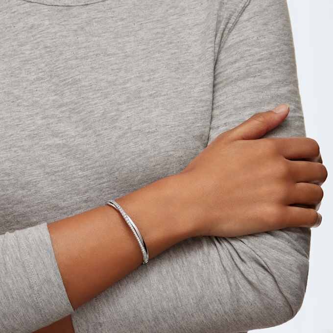 Pulseira Hyperbola com corte redondo, branca, banhada a ródio Pulseira Hyperbola com corte redondo, branca, banhada a ródio