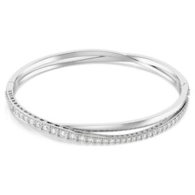 Pulseira Hyperbola com corte redondo, branca, banhada a ródio Pulseira Hyperbola com corte redondo, branca, banhada a ródio