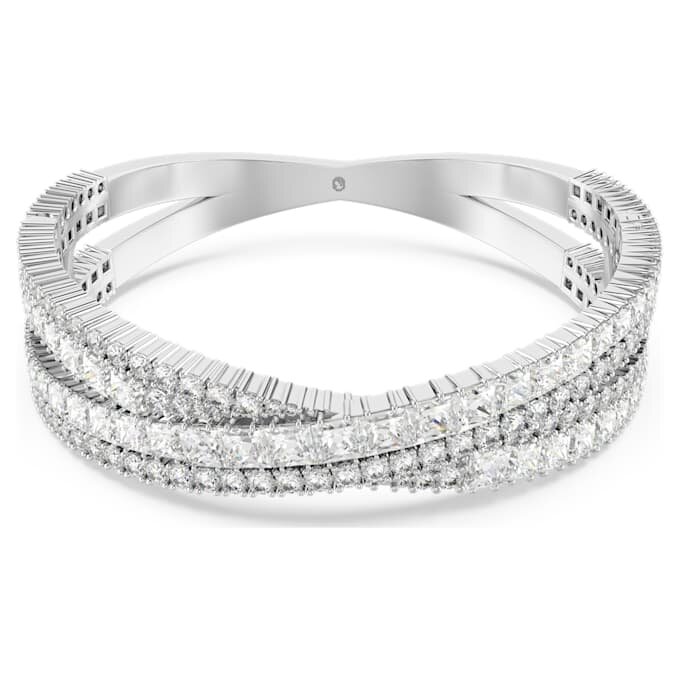 Pulseira Hyperbola com cortes mistos, Infinity, Branca, banhada a ródio Pulseira Hyperbola com cortes mistos, Infinity, Branca, banhada a ródio