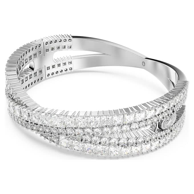 Pulseira Hyperbola com cortes mistos, Infinity, Branca, banhada a ródio Pulseira Hyperbola com cortes mistos, Infinity, Branca, banhada a ródio