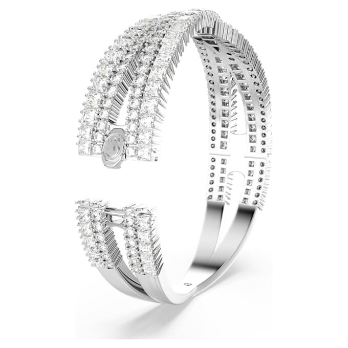 Pulseira Hyperbola com cortes mistos, Infinity, Branca, banhada a ródio Pulseira Hyperbola com cortes mistos, Infinity, Branca, banhada a ródio