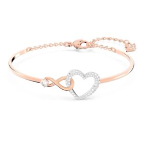 Pulseira Hyperbola Infinity e Coração, Branca, Acabamento em Metais Misturados Pulseira Hyperbola Infinity e Coração, Branca, Acabamento em Metais Misturados