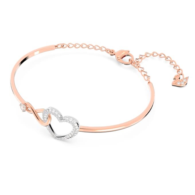 Pulseira Hyperbola Infinity e Coração, Branca, Acabamento em Metais Misturados Pulseira Hyperbola Infinity e Coração, Branca, Acabamento em Metais Misturados