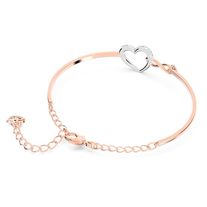 Pulseira Hyperbola Infinity e Coração, Branca, Acabamento em Metais Misturados Pulseira Hyperbola Infinity e Coração, Branca, Acabamento em Metais Misturados