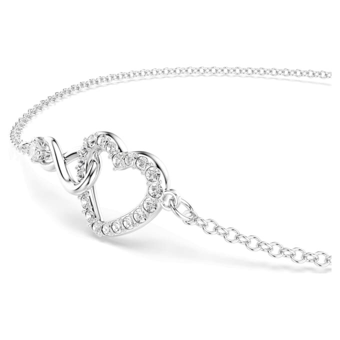 Pulseira Hyperbola Infinity e Coração, Branca, banhada a ródio Pulseira Hyperbola Infinity e Coração, Branca, banhada a ródio