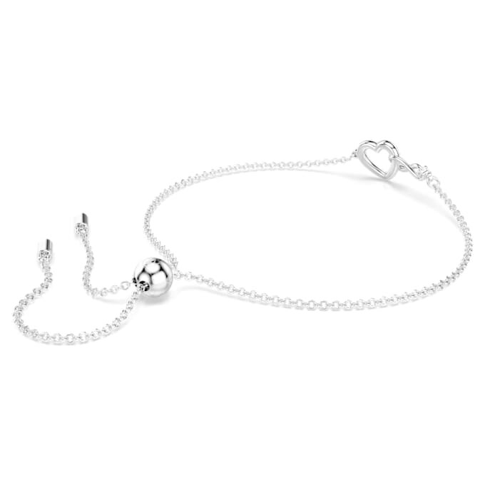 Pulseira Hyperbola Infinity e Coração, Branca, banhada a ródio Pulseira Hyperbola Infinity e Coração, Branca, banhada a ródio