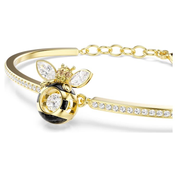 Pulseira Idyllia com cortes mistos, abelha, multicolorida, banhada a dourado Pulseira Idyllia com cortes mistos, abelha, multicolorida, banhada a dourado