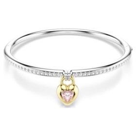 Pulseira Idyllia com cortes mistos, coração, rosa, acabamento em metais mistos Pulseira Idyllia com cortes mistos, coração, rosa, acabamento em metais mistos