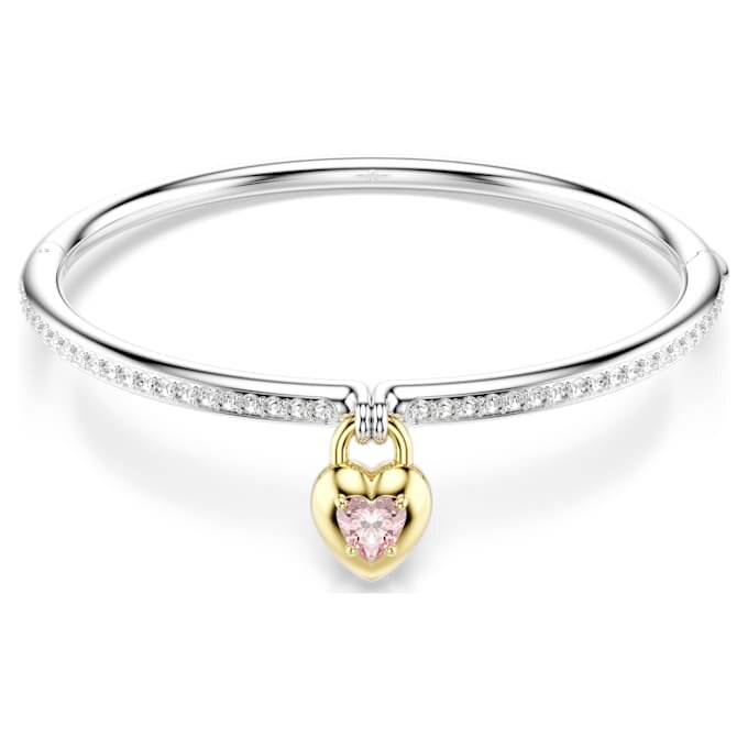 Pulseira Idyllia com cortes mistos, coração, rosa, acabamento em metais mistos Pulseira Idyllia com cortes mistos, coração, rosa, acabamento em metais mistos