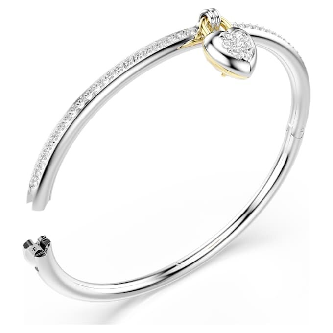 Pulseira Idyllia com cortes mistos, coração, rosa, acabamento em metais mistos Pulseira Idyllia com cortes mistos, coração, rosa, acabamento em metais mistos