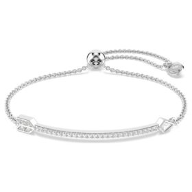 Pulseira Idyllia com cortes mistos, flecha, branca, banhada a ródio Pulseira Idyllia com cortes mistos, flecha, branca, banhada a ródio
