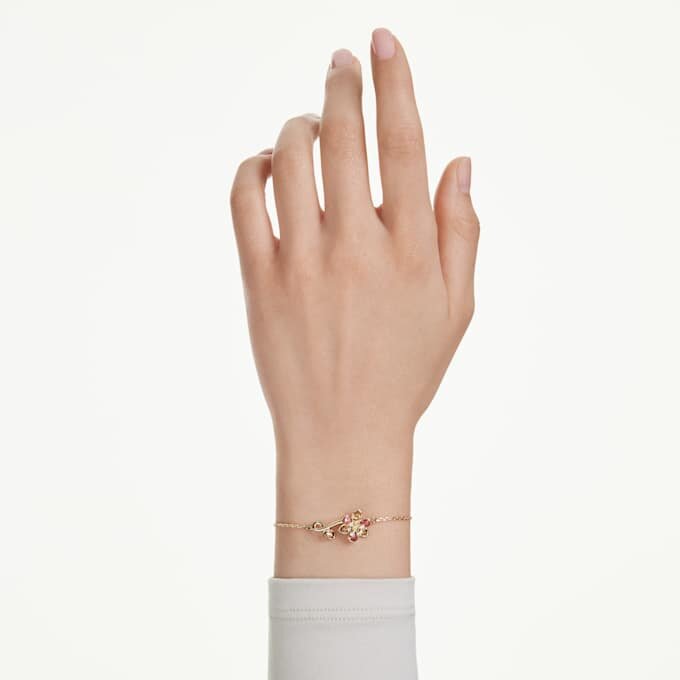 Pulseira Idyllia com cortes mistos, flor, multicolorida, banhada a dourado Pulseira Idyllia com cortes mistos, flor, multicolorida, banhada a dourado