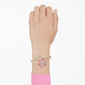 Pulseira Idyllia com cortes mistos, flor, multicolorida, banhada a dourado Pulseira Idyllia com cortes mistos, flor, multicolorida, banhada a dourado