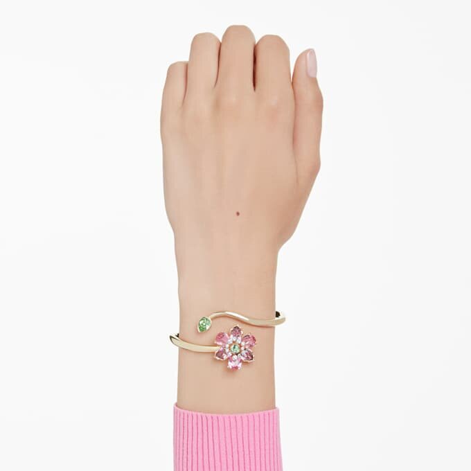 Pulseira Idyllia com cortes mistos, flor, multicolorida, banhada a dourado Pulseira Idyllia com cortes mistos, flor, multicolorida, banhada a dourado
