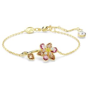 Pulseira Idyllia com cortes mistos, flor, multicolorida, banhada a dourado Pulseira Idyllia com cortes mistos, flor, multicolorida, banhada a dourado