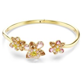 Pulseira Idyllia com cortes mistos, flor, multicolorida, banhada a dourado Pulseira Idyllia com cortes mistos, flor, multicolorida, banhada a dourado