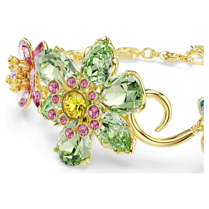 Pulseira Idyllia com cortes mistos, flor, multicolorida, banhada a dourado Pulseira Idyllia com cortes mistos, flor, multicolorida, banhada a dourado