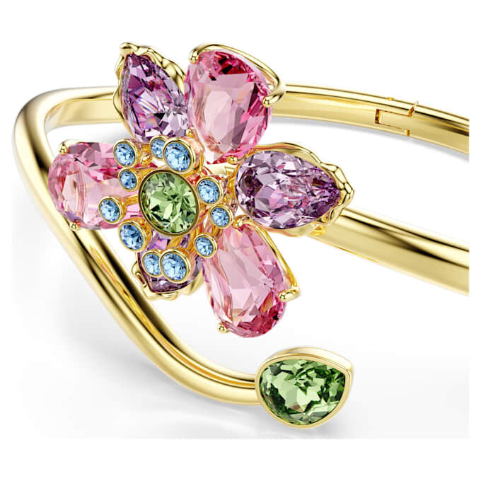 Pulseira Idyllia com cortes mistos, flor, multicolorida, banhada a dourado Pulseira Idyllia com cortes mistos, flor, multicolorida, banhada a dourado