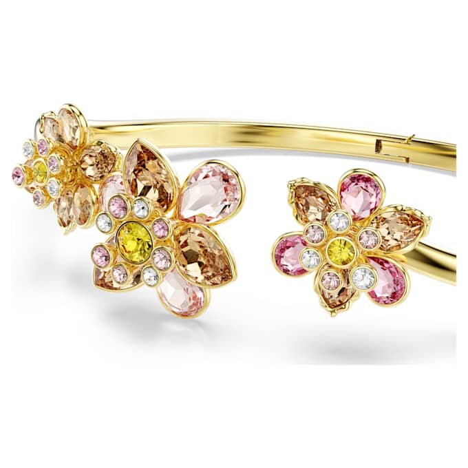 Pulseira Idyllia com cortes mistos, flor, multicolorida, banhada a dourado Pulseira Idyllia com cortes mistos, flor, multicolorida, banhada a dourado