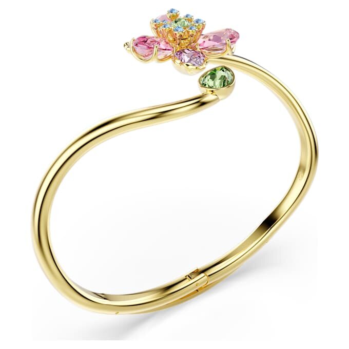 Pulseira Idyllia com cortes mistos, flor, multicolorida, banhada a dourado Pulseira Idyllia com cortes mistos, flor, multicolorida, banhada a dourado