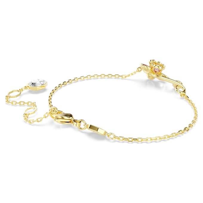 Pulseira Idyllia com cortes mistos, flor, multicolorida, banhada a dourado Pulseira Idyllia com cortes mistos, flor, multicolorida, banhada a dourado