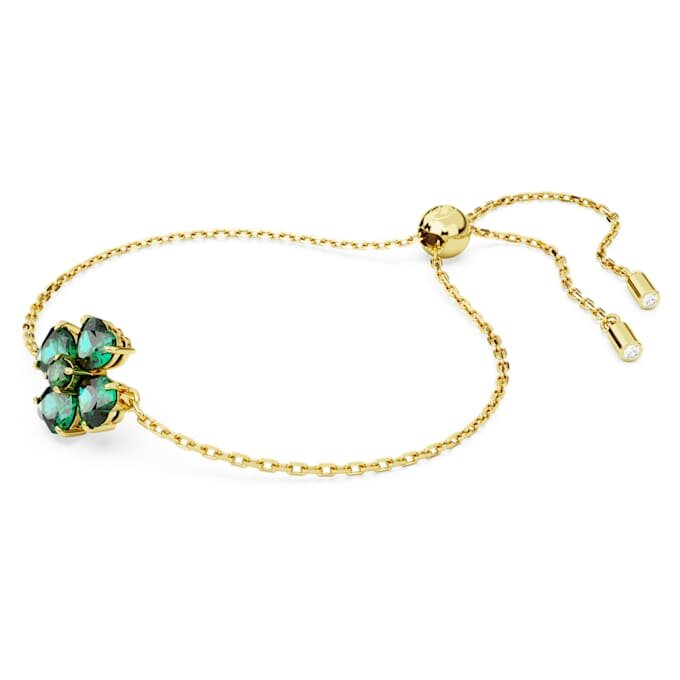 Pulseira Idyllia com cortes mistos, trevo, verde, banhada a dourado Pulseira Idyllia com cortes mistos, trevo, verde, banhada a dourado