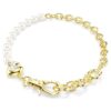 Pulseira Idyllia com pérola de cristal, branca, banhada a dourado